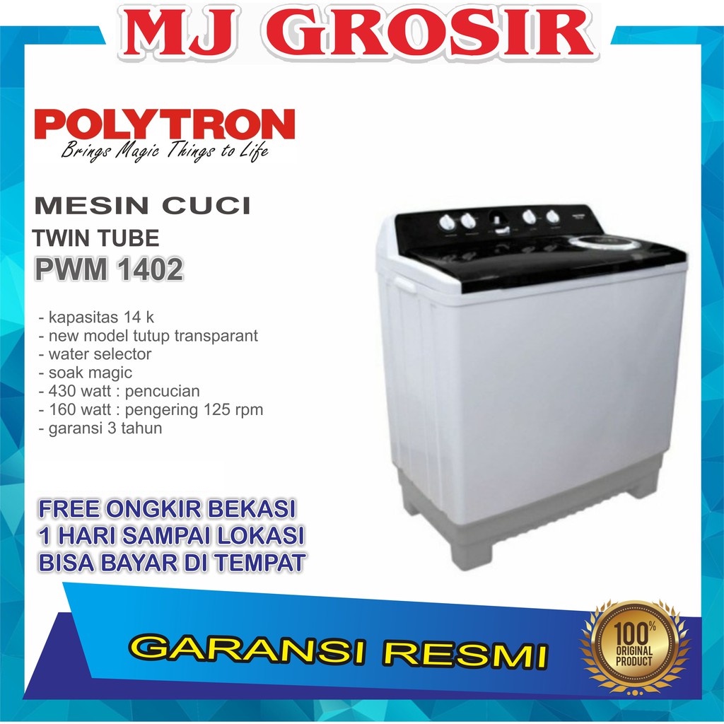 MESIN CUCI POLYTRON PWM 1402 14KG 2 TABUNG PWM 1402 14 KG PRIMADONA