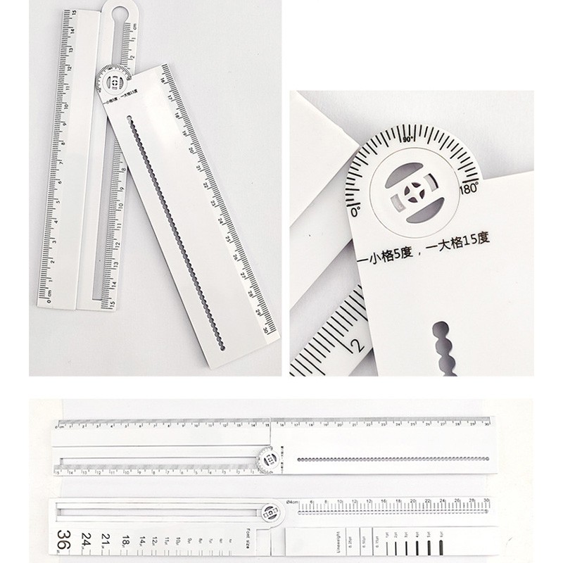 Triple W 4in1 Ruler Compass Penggaris Gambar Jangka Sudut Siku Lipat