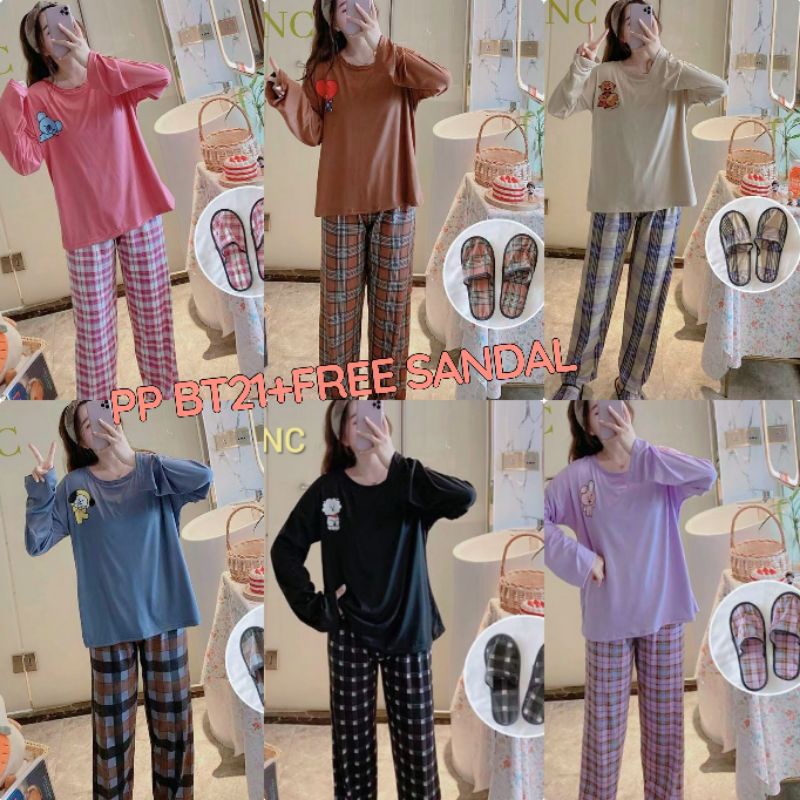 Oneset Setelan Wanita Import/piyama baju tidur bts/ONESET PP POLOS