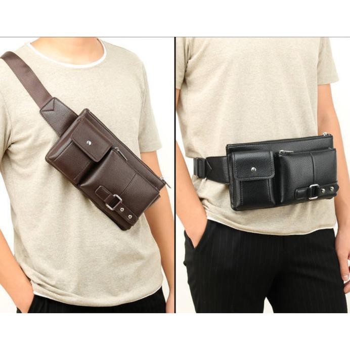 Trend-Tas Pinggang Pria B8115 Waist Bag For Men Import Bag Tas Pinggang Kulit