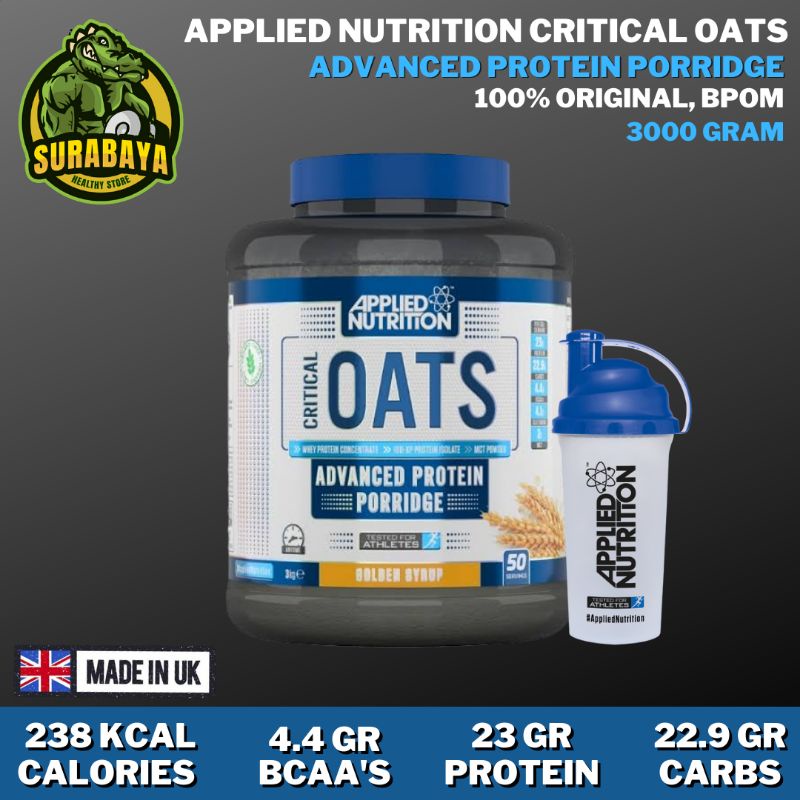 APPLIED NUTRITION CRITICAL OATS 3 KG 3000 GRAM BPOM 100% ORGANIC MEAL REPLACEMENT NON VEGAN VEGETARI
