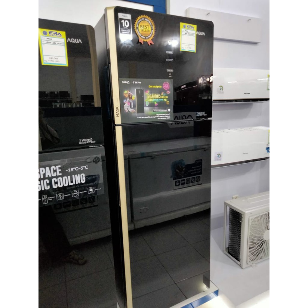 Kulas Aqua 2 PINTU AQR-405 IG (BK) MAGIC COOLING SERIES Bergaransi Resmi Magelang