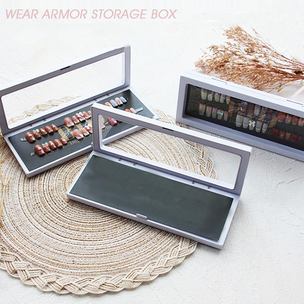 Mxbeauty Kotak Penyimpanan Kuku Film PET High-end 1 Pcs Clamshell Kotak Hadiah Menunjukkan Rak Kuku Palsu Papan Koleksi Tray Case Transparan Square Flip Box