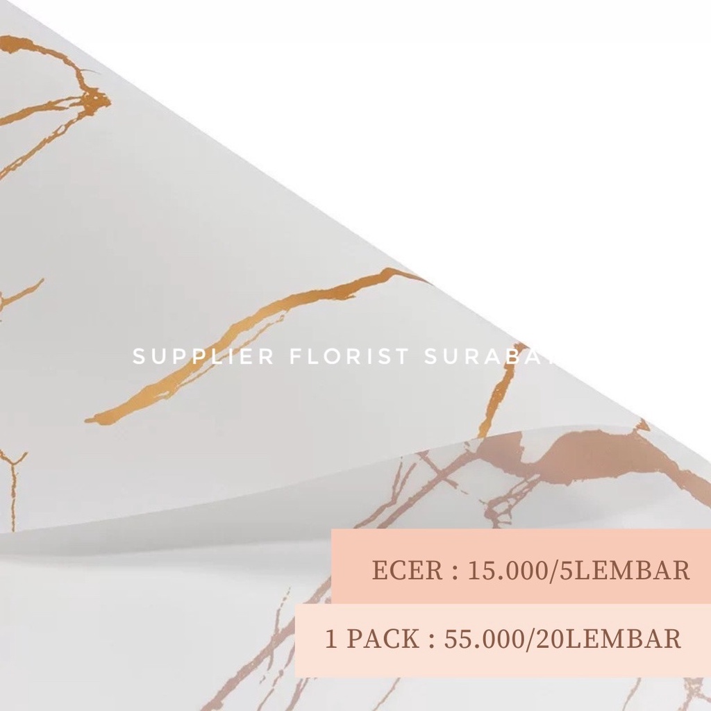 [5 LEMBAR] KERTAS WRAP BUNGA MARMER / MARBLE KERTAS BUNGA KOREA PAPER PEMBUNGKUS BUNGA WATERPROOF DIY BUKET BUNGA FLORIST