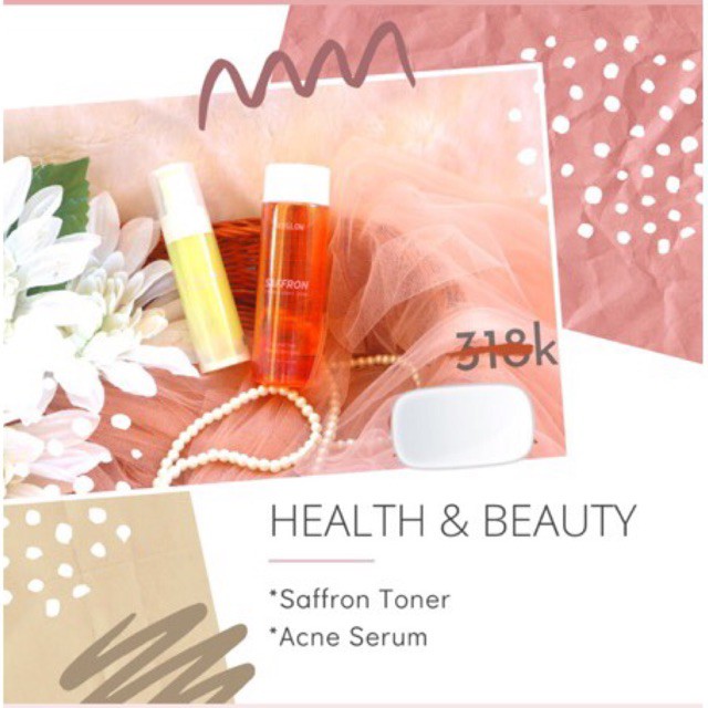 KEYGLOW [Toner Safron + Acne serum] ORI 100% paket health & beauty FREE GIFT pouch [reseller resmi]