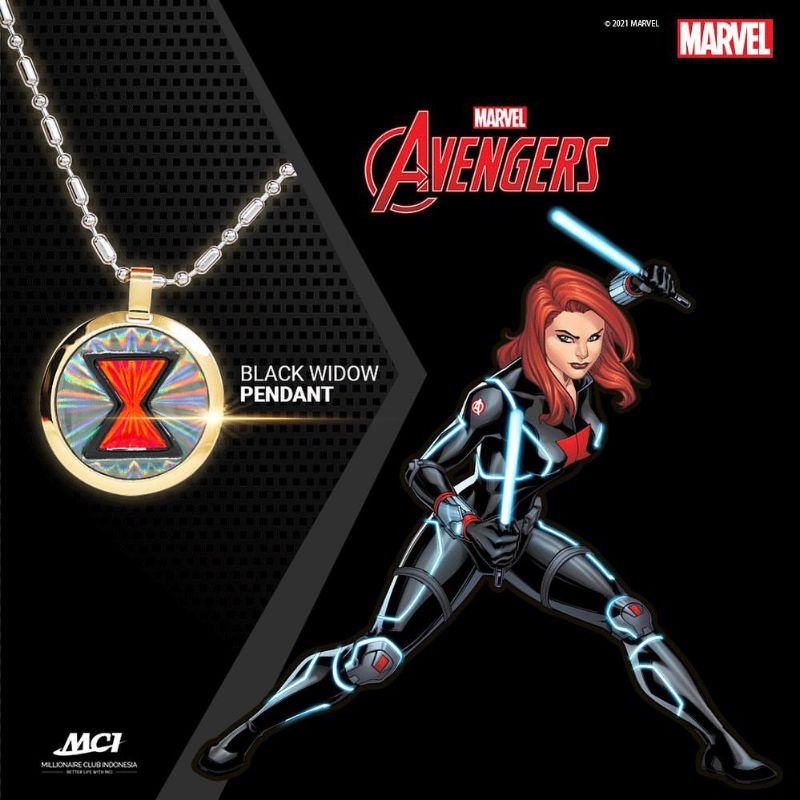 [TERBARU] kalung black widow mci | kalung Marvel mci | kalung mci | black widow pendant | bioglass