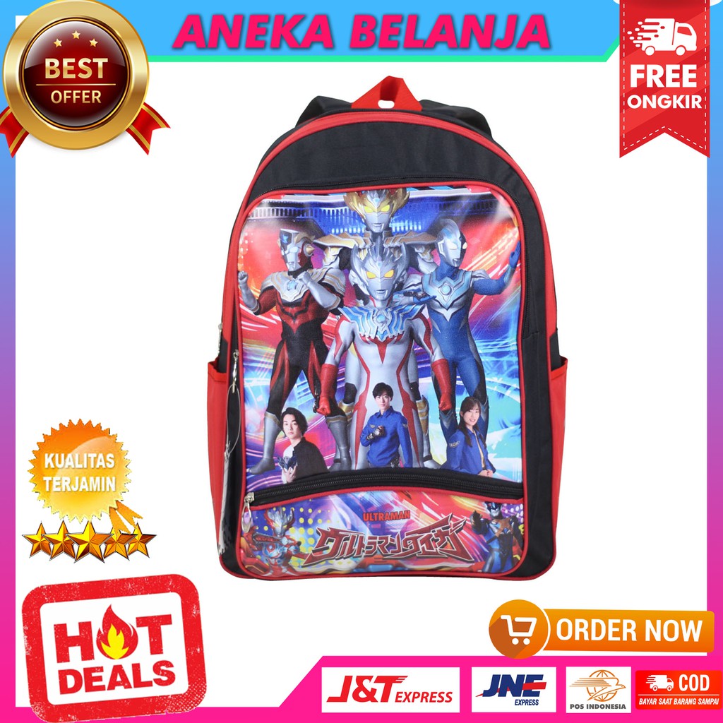 Tas Gendong Anak Cowok Berkualitas Gambar Ultraman Merah Lucu Tas Sekolah TK SD Terbaru Keren Murah