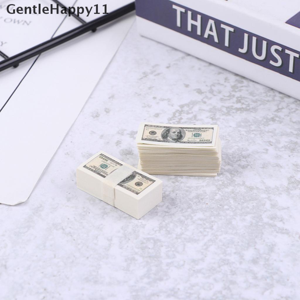 Gentlehappy 100lembar/set Dolar Mini 1: 12rumah Boneka Miniatur Uang Kertas Us $100Lembar