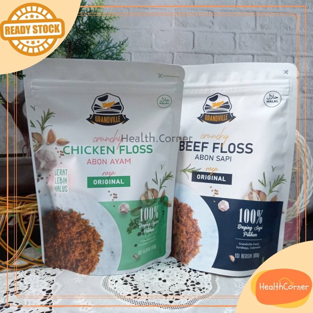Grandville / Bumboo Abon Sapi / Abon Ayam Crunchy rasa Original / SPICY 100gr / Abon Baby Anak Premium / Floss Baby