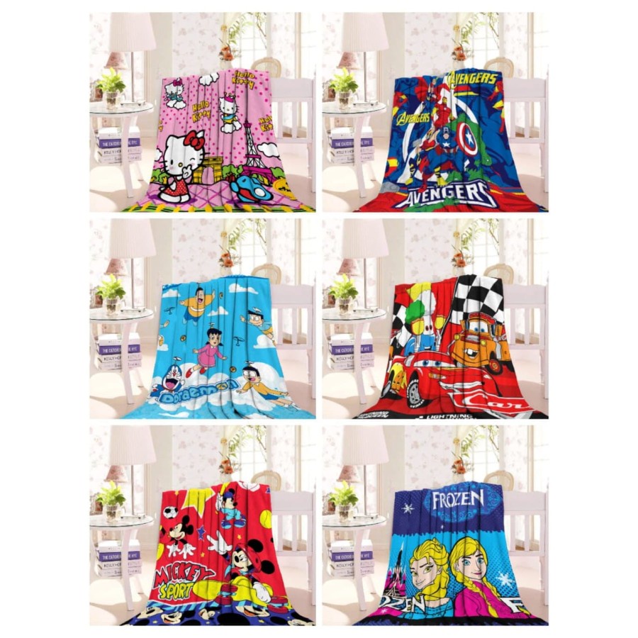 BELLA - SELIMUT KARAKTER KARTUN ANAK / MOTIF DEWASA BULU HALUS SOFT DISNEY MARVEL