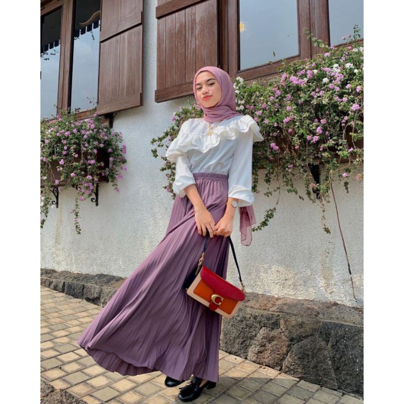 Daisy Plisket Skirt | Rok plisket premium | Rok plisket lilac | Rok plisket putih tulang | Rok Murah