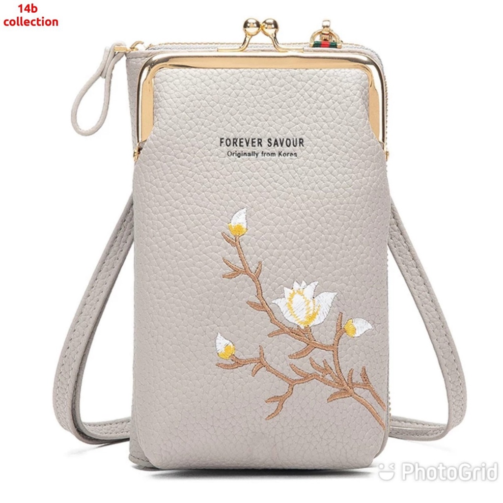 Tas selempang hp premium bunga bordir mewah Embroidery