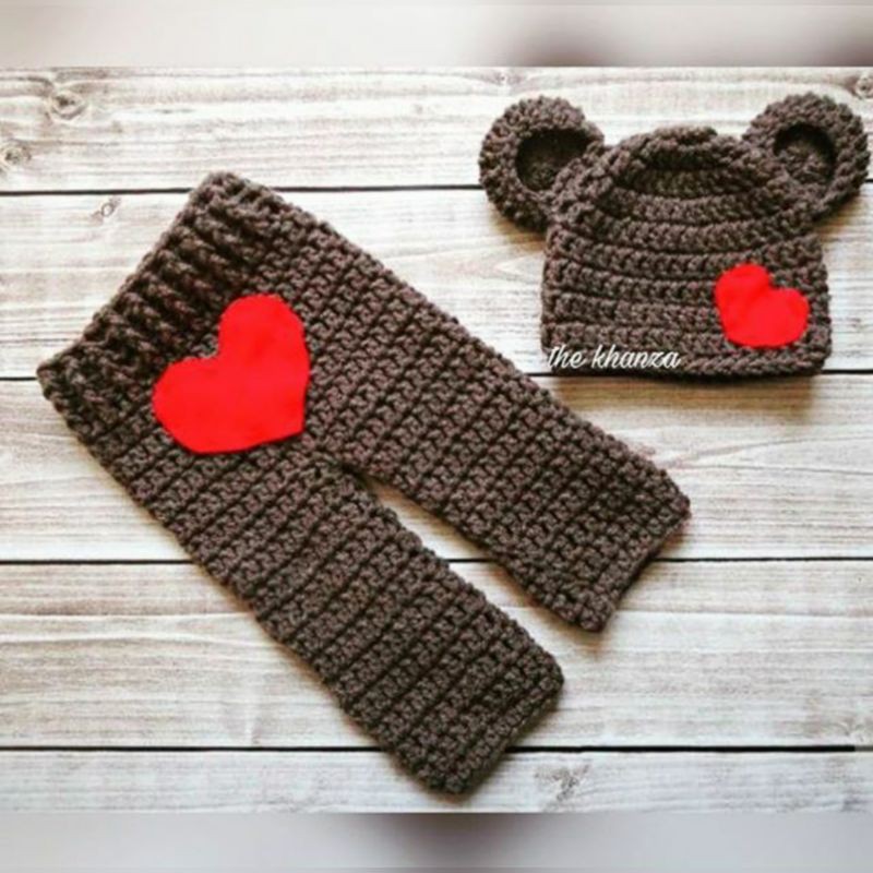 KOSTUM RAJUT / KOSTUM FOTO BAYI / KOSTUM NEWBORN / KOSTUM BERUANG / BABY BEAR COSTUM / KOSTUM FOTO