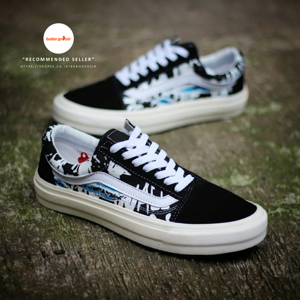 PROMO Sepatu Vans Oldskool Vault X Ralph Steadman Blue Tuna | Sneakers Pria dan Wanita Premium, Waffle DT Anti Slip