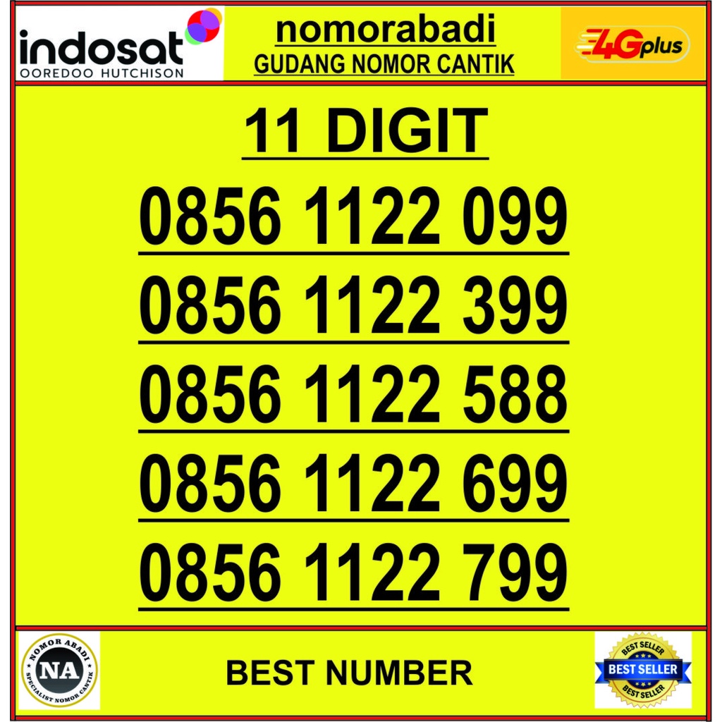 NOMOR CANTIK INDOSAT 4G 11DIGIT 4G 1122 H500