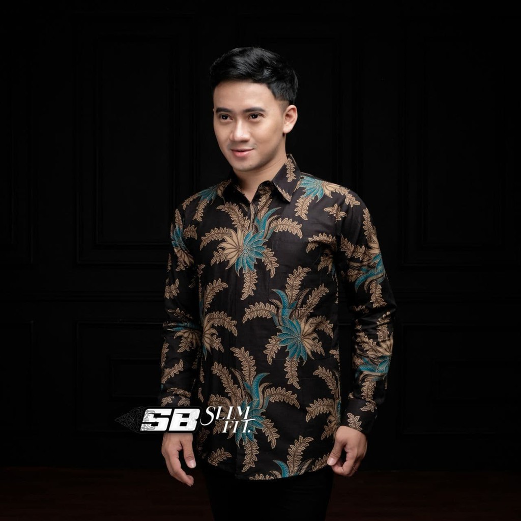 Kemeja Batik Pria Ppbtk07 Modern Lengan Panjang Casual Modis Trendy Masa Kini M L Xl<br /> Xxl