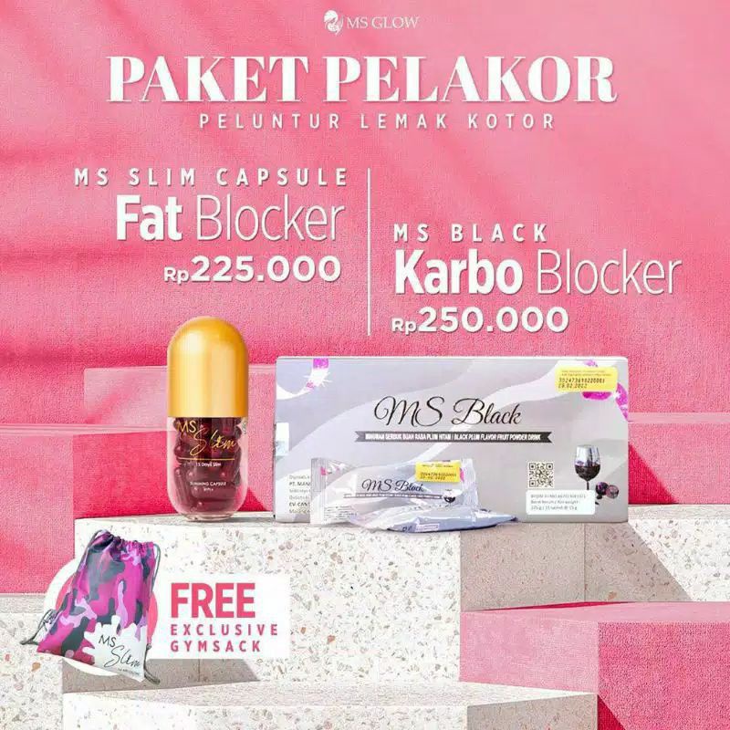 PAKET PELAKOR MS SLIM MS GLOW FREE TUMBLER MS GLOW ORIGINAL