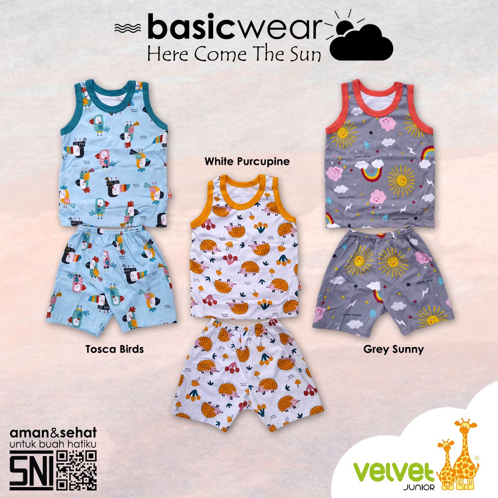 S M L XL XXL Setelan SINGLET &amp; CELANA PENDEK Velvet Junior vv KUTUNG starry night here comes the sun