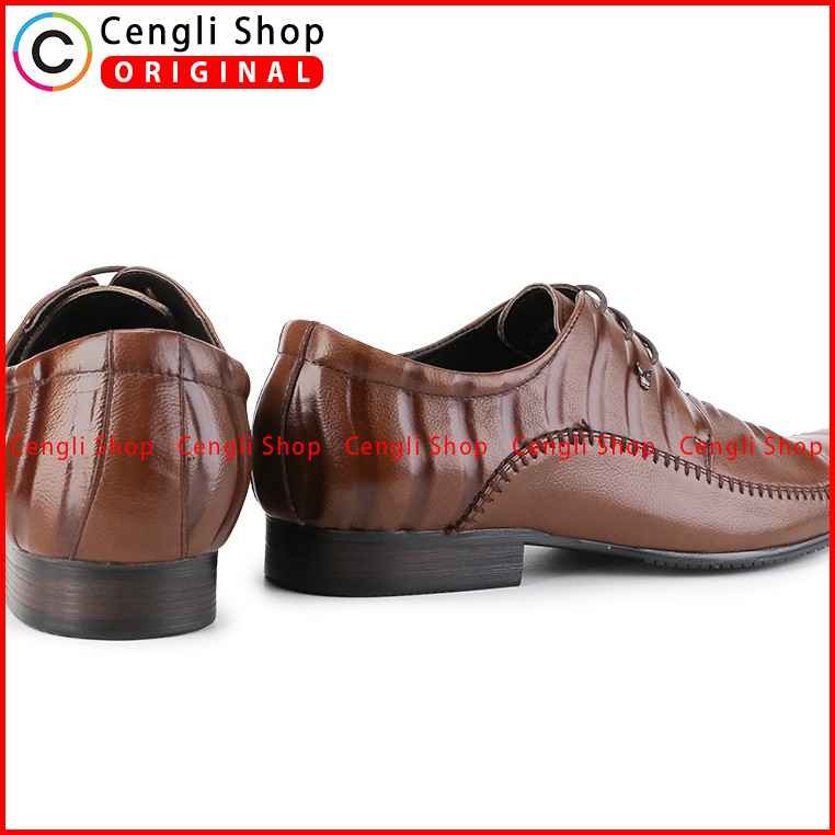 PLAYBOY SEPATU PANTOFEL KULIT FORMAL PRIA ORIGINAL TERBARU COKLAT PL86