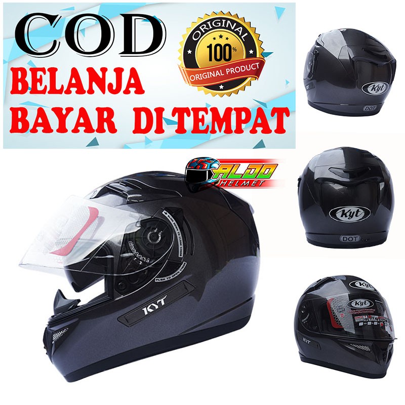 KYT K2 RIDER POLOS GUN METAL DOUBLE VISOR ORIGINAL HELM FULL FACE CEWEK COWOK TERBARU / JUAL INK