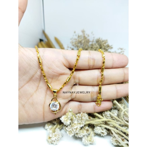 kalung bambu &amp; mutiara apel