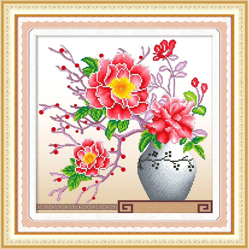 Paket DIY Craft Diamond Painting A9312 Bunga Flower Pink