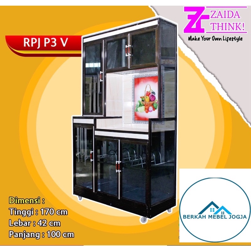 RAK PIRING RAK PIRING KACA RAK PIRING KACA ALMUNIUM 3 PINTU