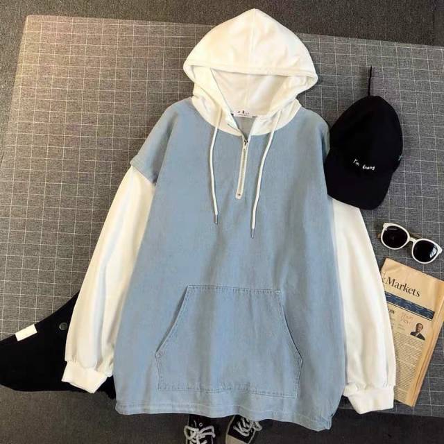 Denim sweatshirt Adidas sleeve