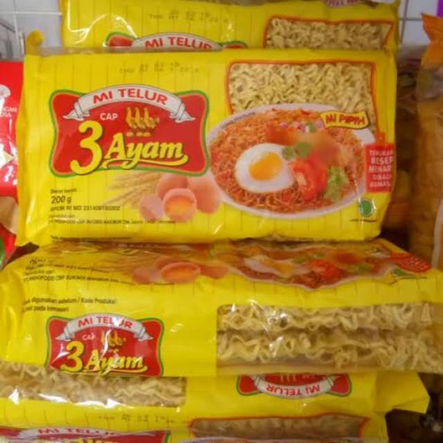 

Mie telor telut cap 3 ayam 200 gram