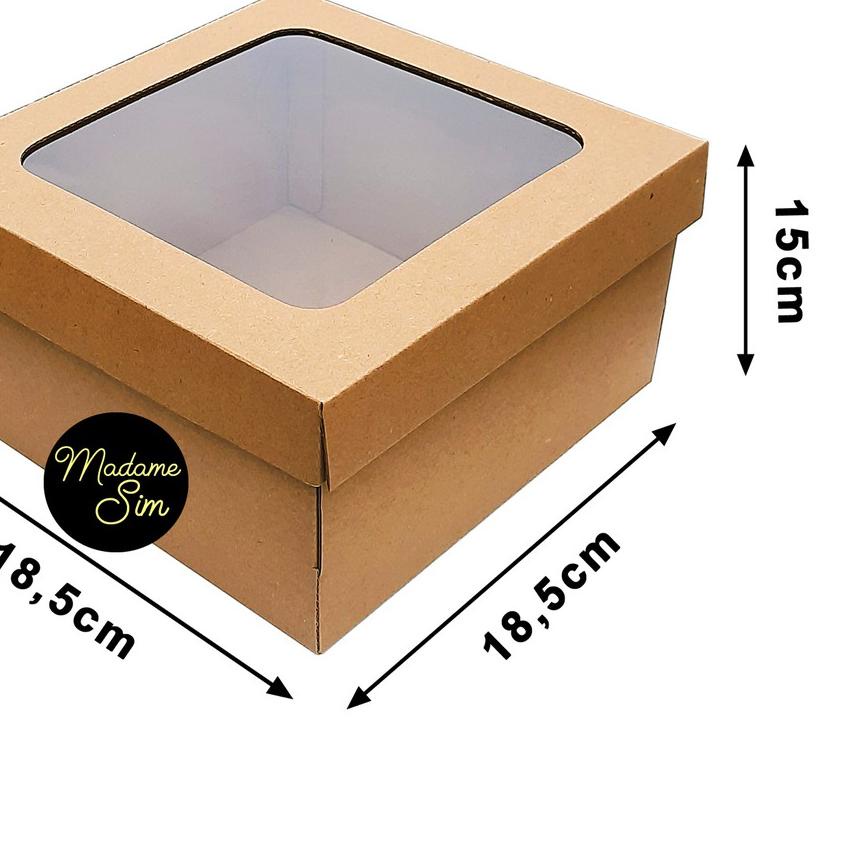 

✿ KOTAK KUE - CAKE BOX - DUS BOLU 18 x 18 x 15 CM - JENDELA (ISI : 10 PCS) ❊
