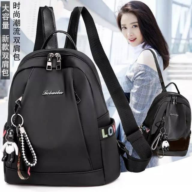 TAS RANSEL ANTI AIR BACKPACK WANITA HITAM MOTIF KUCING KOREA KULIAH SEKOLAH KERJA TA126B5 STEIN