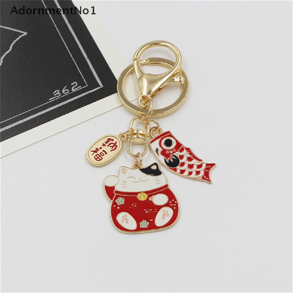 (AdornmentNo1) Gantungan Kunci Bentuk Kucing Keberuntungan Bahan Alloy