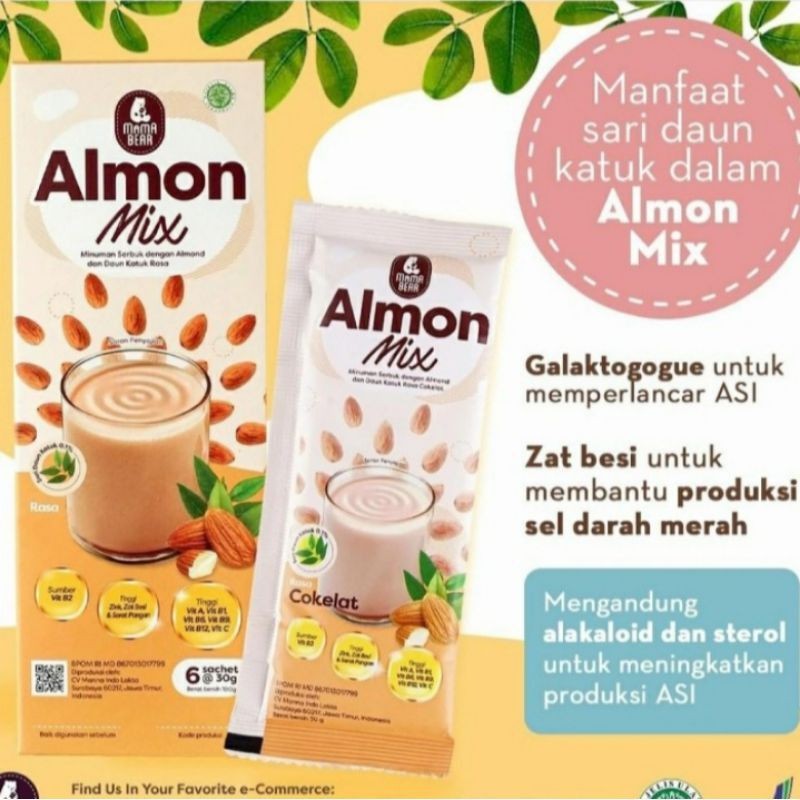 [Terlaris] MAMA BEAR Almon Mix ASI Booster Susu Almond Daun Katuk Alamon Mix Mamabear Almond Mix Pelancar ASI