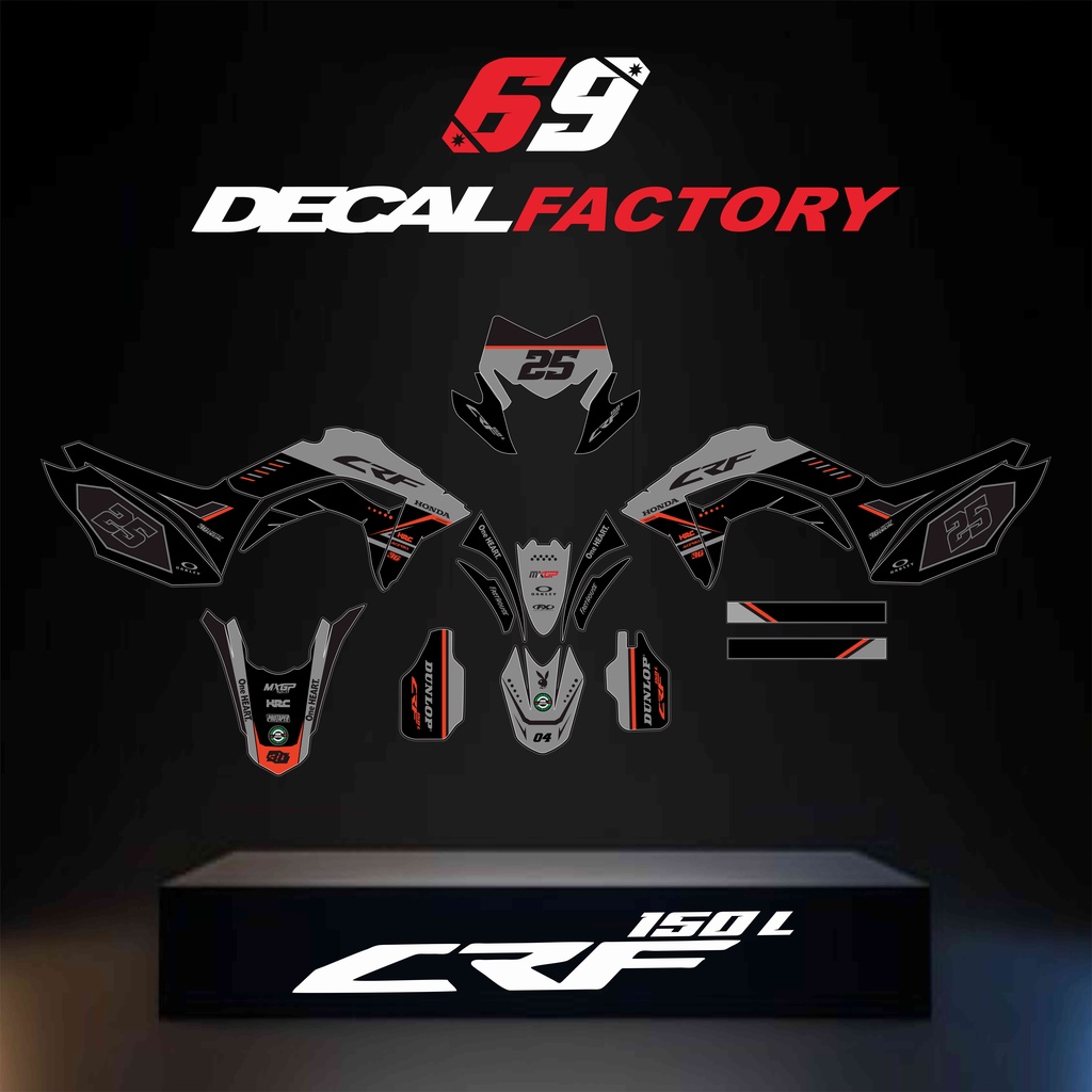 Decal CRF 150 L Motif Hitam Abu-Abu (Big Promo Dapat 2 Kepala)
