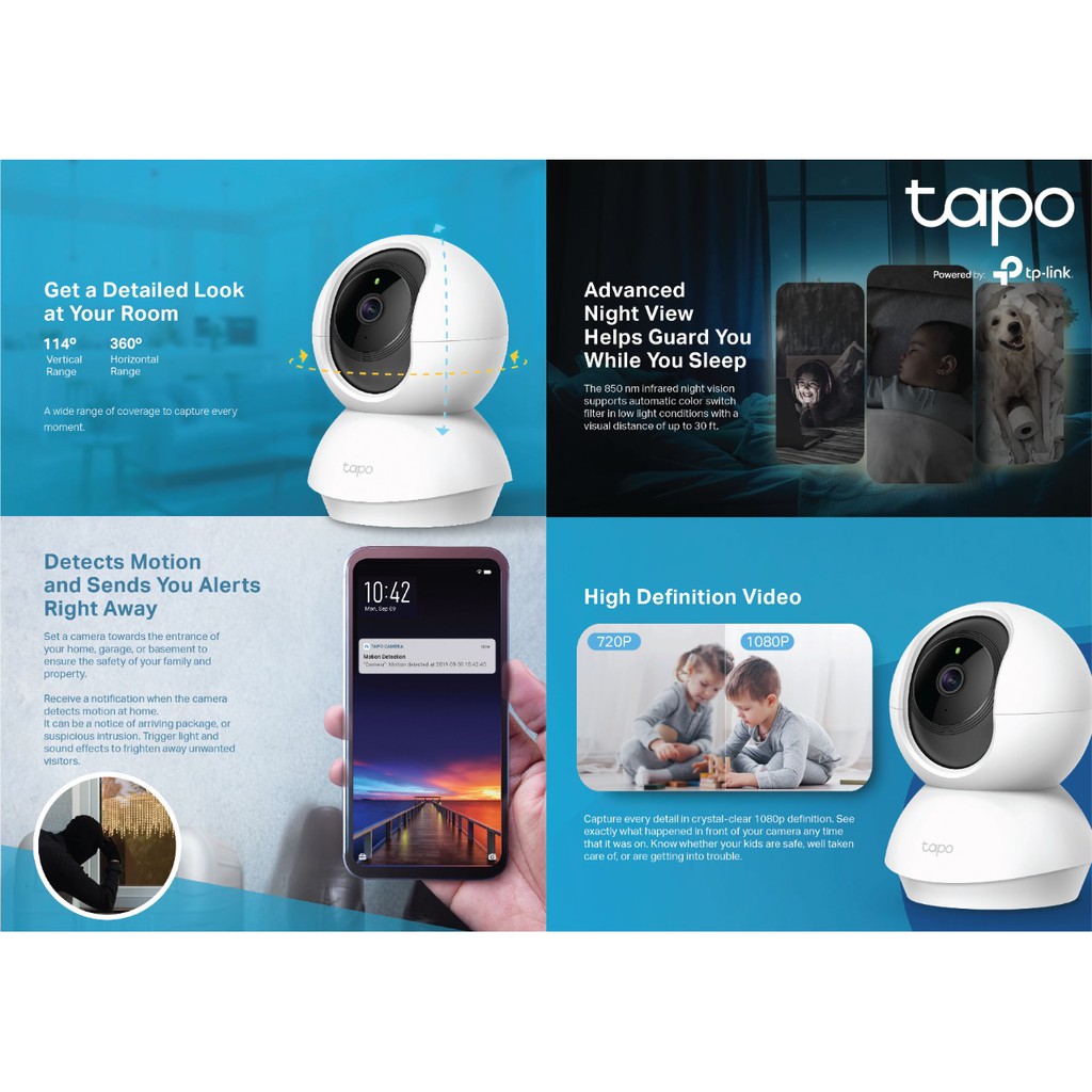 TP-LINK Tapo C200 Pan/Tilt Home Security WiFi Camera CCTV TPLINK C-200