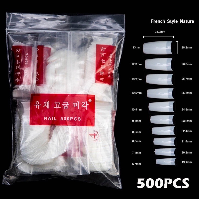 Fake nails/Nail tip/False nails/French/Natural/Kuku palsu
