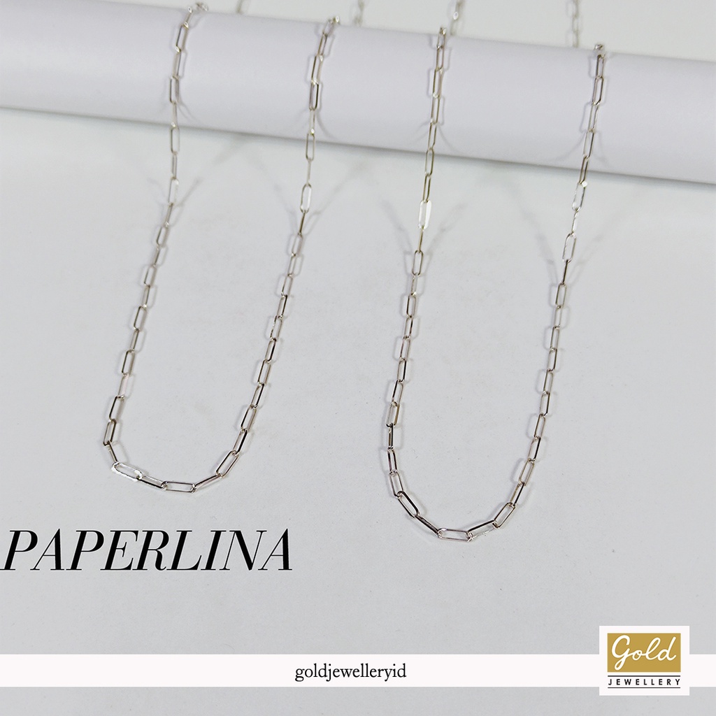 Kalung emas putih 750 17k model paperlina
