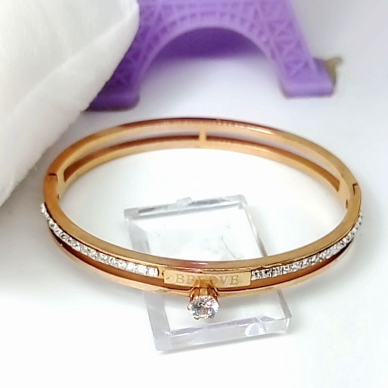 gelang titanium wanita perhiasan mewah anti luntur
