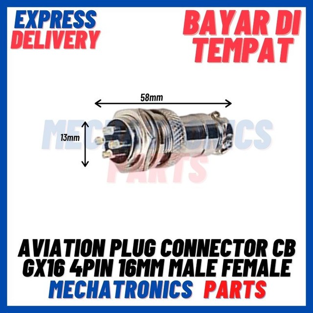 [SOC-9078] AVIATION PLUG CONNECTOR CB GX16 4PIN 16MM MALE FEMALE