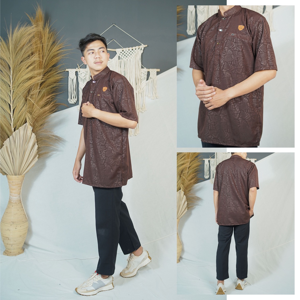 KOKO EL MADINAH/baju koko pria dewasa lengan pendek/baju muslim premium