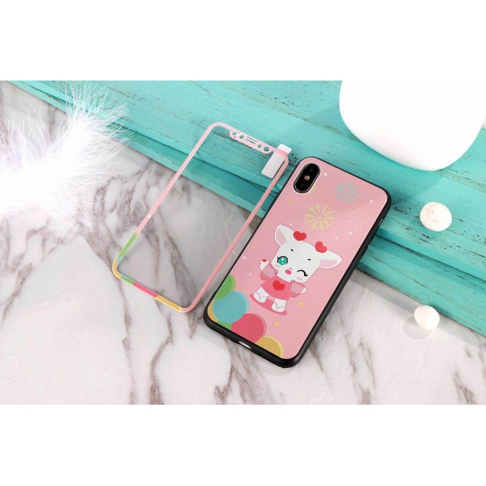 Softcase case + tempered glass korean wiriyeds happy vivo v11 pro