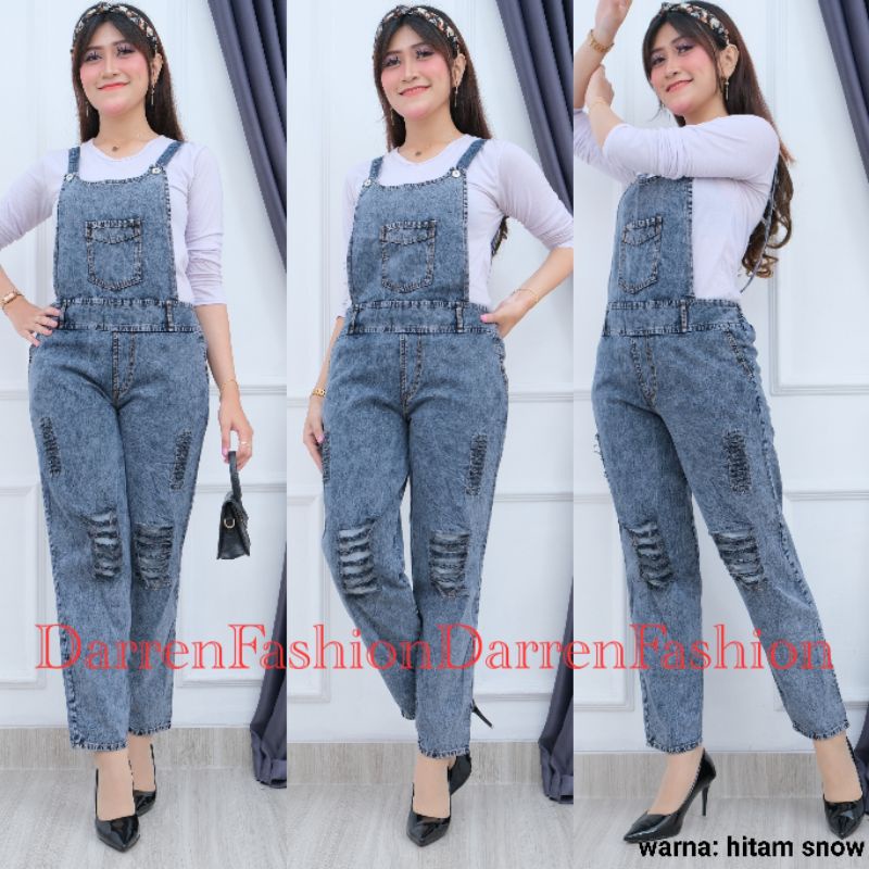 Celana Panjang Overall Jeans Denim Ripped Mike