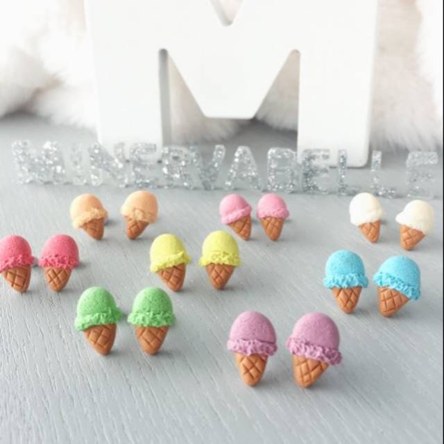 Grosir (SSC) Anting clay ice cream tusuk Premium Termurah