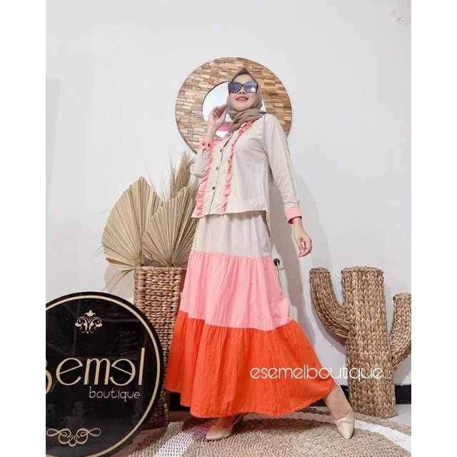 ORANGE SET ROK ESEMEL.ONESET ROK ESEMEL TERBARU.