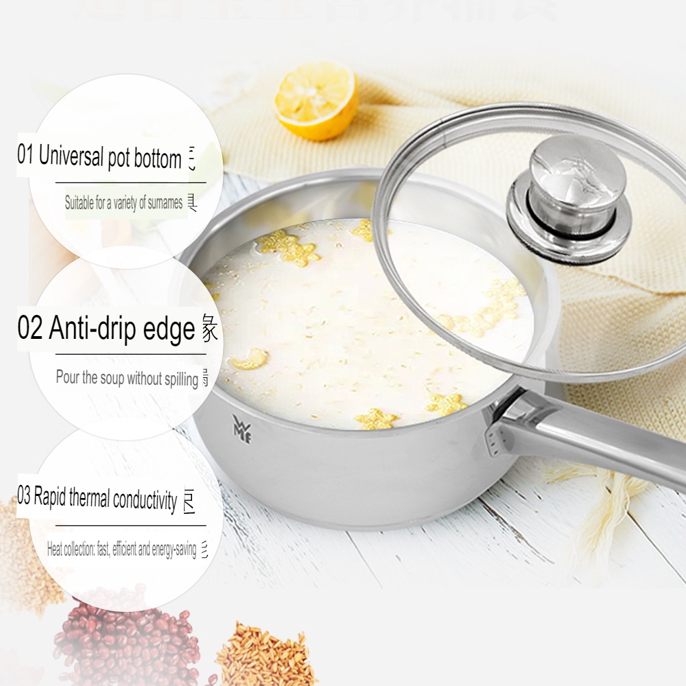 Panci Soup WMF 16cm Stainless Steel Healthy Food Diadem Plus Saucepan TRIPLEDI With Lid Panci Masak 