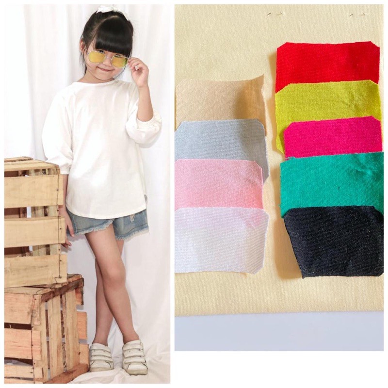 atasan kaos basic top untuk anak usia 4-8 tahun nablfashion