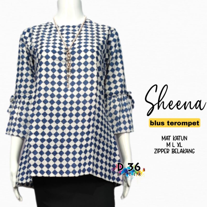 Blus Sheena Blouse batik katun halus murah atasan baju batik wanita remaja cewek cewe abg seragam seragaman kerja sekolah kuliah pkk simple simplefit batik lonceng trompet cantik ayu muda trendi ceria kekinian modern murmer.-Catur