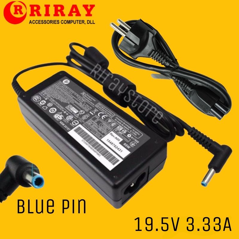 Adaptor Charger Laptop Hp14 Hp Envy Pavilion 14 15 19.5V 3.33A PIN BIRU Original