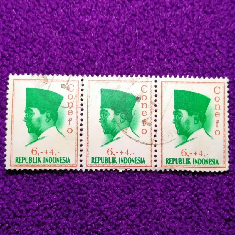 

Prangko - Perangko Presiden Soekarno CONEFO hijau blok 3