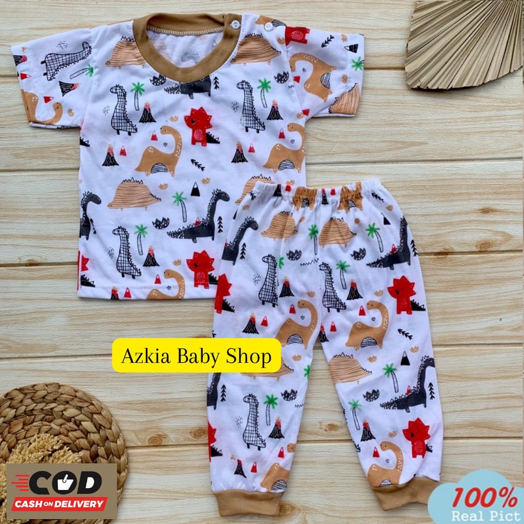 Setelan Piyama Baju Tidur Bayi Motif Dino Baju Anak Baju Tidur Usia 3-12 Bulan